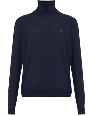 Bally Rollkragenpullover mit Stickerei - Blau