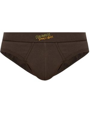 DSquared² Embroidered Logo Brief - Brown
