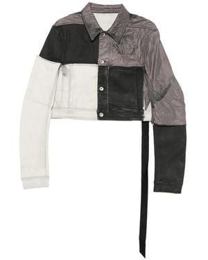 Rick Owens Veste Crop Little Joe À Design Patchwork - Grey