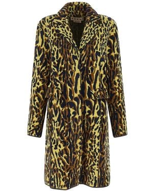 Marni Animalier Wool Chenille Coat - White