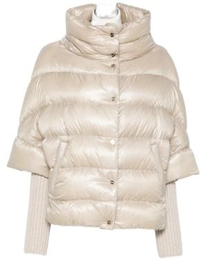 Herno Quilted High-Neck Coat - Natural