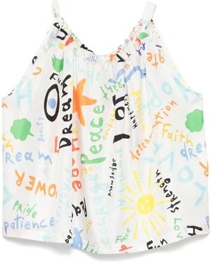 Rianna + Nina Script-Print Blouse - White