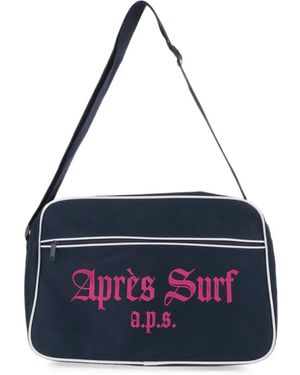 APRÈS SURF Logo-Print Contrast-Trim Shoulder Bag - Blue