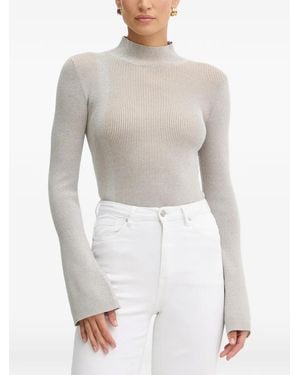 Silvian Heach Ribbed Mock-Neck Long-Sleeve Top - White