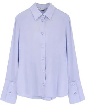 Max Mara Button-Down Wide-Cuff Shirt - Purple