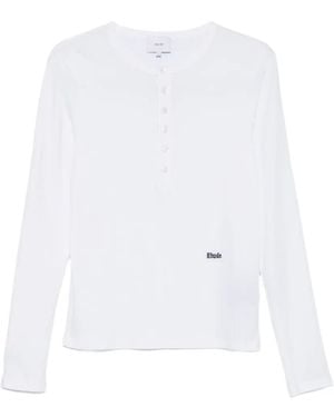 Rhude Button-Up Long-Sleeve T-Shirt - White
