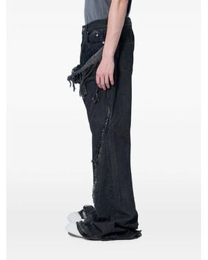 Rick Owens Distressed Frayed-Edge Jeans - Black
