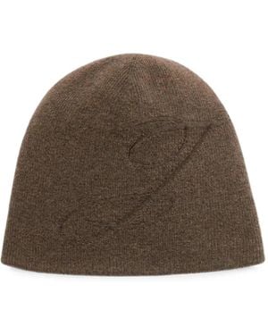 Jacquemus The J Embroidered-Logo Beanie Hat - Brown