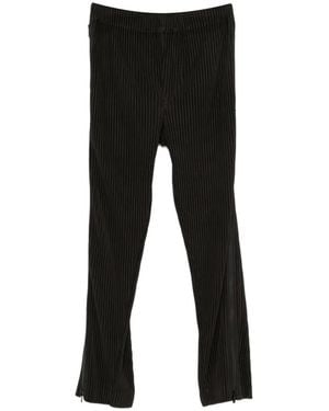 Homme Plissé Issey Miyake Pleated-Design Zip-Detailing Trousers - Black