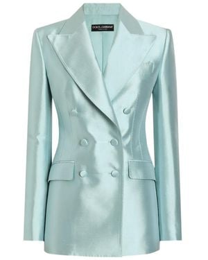 Dolce & Gabbana Doppelreihiger Blazer aus Satin - Blau
