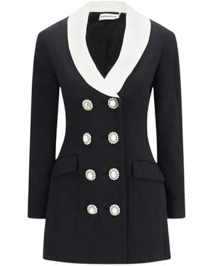 Self-Portrait Jewel-Button Mini Blazer Dress - Black
