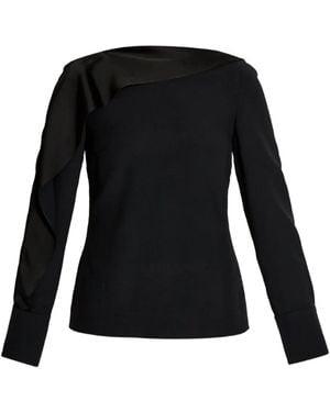 Erdem Satin-Paneled Long-Sleeve Top - Black