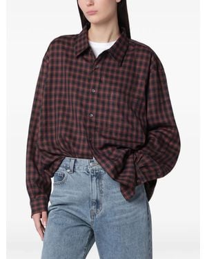 DUNST Check-Pattern Oversized Shirt - Red