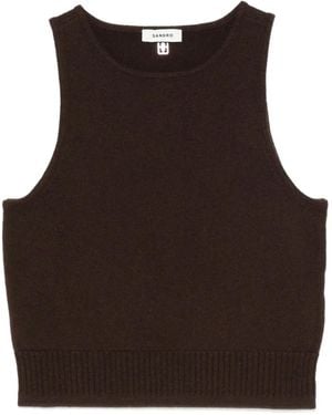 Sandro Top con cuello redondo - Marrón