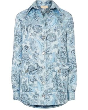 Temperley London Francis Floral-Pattern Shirt Jacket - Blue