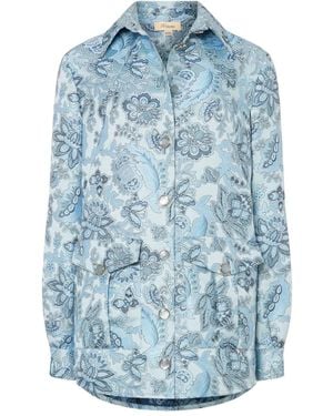 Temperley London Francis Floral-Pattern Shirt Jacket - Blue