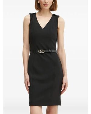 Marciano Button-detail V-neck midi dress - Schwarz