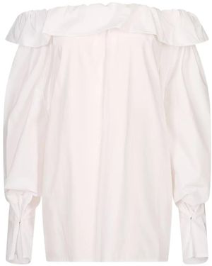 MSGM Off-Shoulder Ruffled Blouse - White