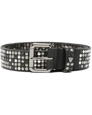 HTC Ceinture En Cuir À Détails De Clous - Blanc