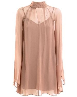 STAUD Robe Courte À Col Montant - Pink