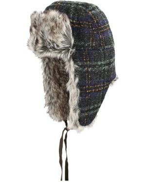Kangol Check-Pattern Earflap Hat - Black