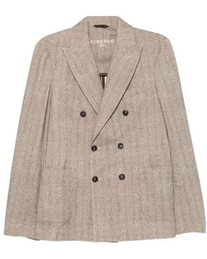 Circolo 1901 Double-Breasted Herringbone Blazer - Natural