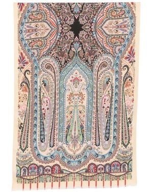 Etro Paisley-Print Fringed Scarf - White