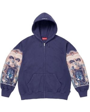 Supreme Felpa Con Cappuccio E Zip - Blu
