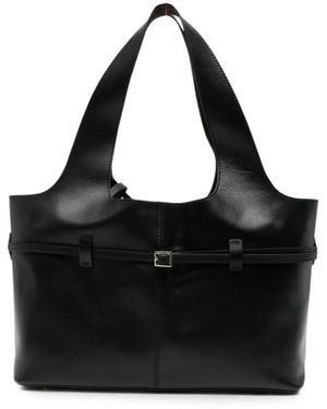 MANU Atelier Buckled Leather Shoulder Bag - Black