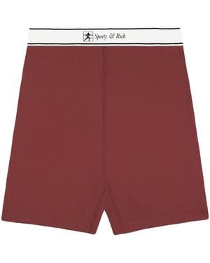 Sporty & Rich Runner Script Bike Shorts - Red