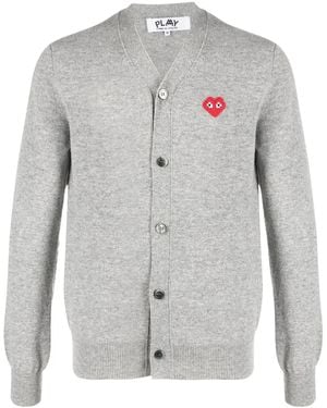 COMME DES GARÇONS PLAY V-neck Logo Cardigan - Grey