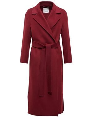 Max Mara Belted Virgin Wool Coat - Red