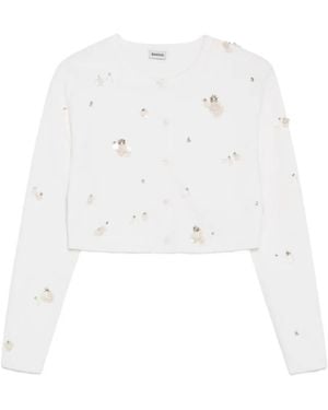 Jonathan Simkhai Cardigan Crop À Ornements En Cristal Zadie - Blanc