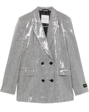 ERMANNO FIRENZE Sequin-Embellished Double-Breasted Blazer - Gray