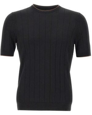 Gran Sasso Ribbed-Trim Knit T-Shirt - Black