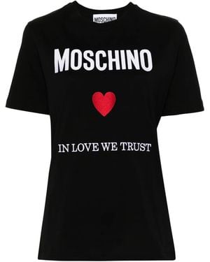 Moschino Regular Fit T-Shirt With Logo And Heart Graphic - Black