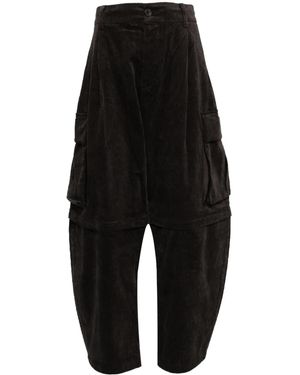 CROQUIS Corduroy Loose-Fit Pants - Black