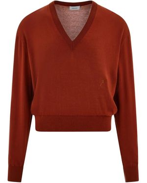 Ferragamo V-Neck Sweater - Red