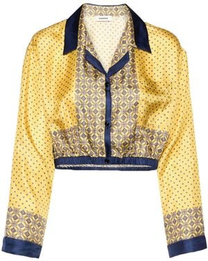 Sandro Polka Dot Silk Blouse - Yellow