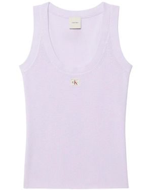 Calvin Klein Crew-Neck Ribbed Vest - Purple