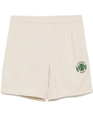 Lacoste 3D-Print Fleece Shorts - Natural