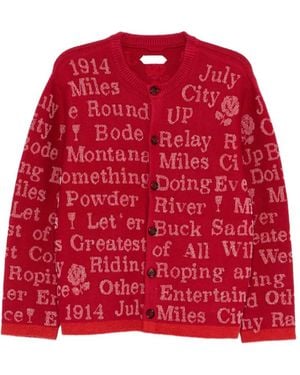 Bode Beaded Round-Neck Cardigan - Red