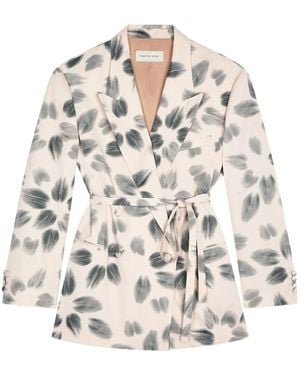 Dries Van Noten Leaf-Print Blazer - White
