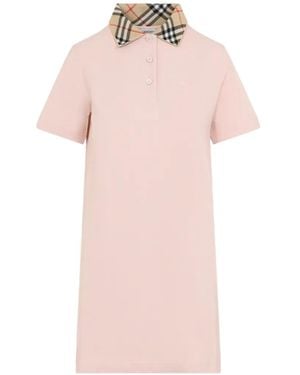 Burberry Poloshirtkleid Mit Kariertem Kragen - Pink