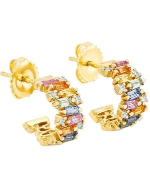 Suzanne Kalan Fireworks Sapphire And Diamond Hoop Earrings - Metallic