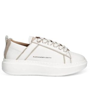 Alexander Smith Wembley Stitched-Trim Trainers - White