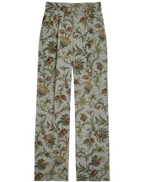 Etro Floral-Print Trousers - Green
