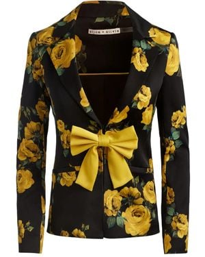 Alice + Olivia Mya Rose-Print Bow Blazer - Black