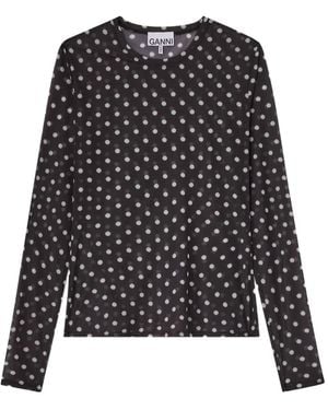 Ganni Top Mit Polka Dots - Schwarz