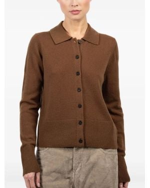 LeKasha Geknöpfter Cardigan mit Polokragen - Braun